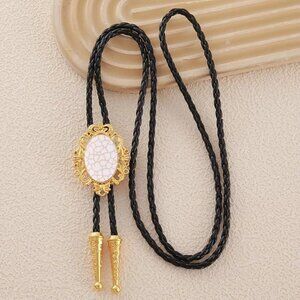Leather White Bolo Tie